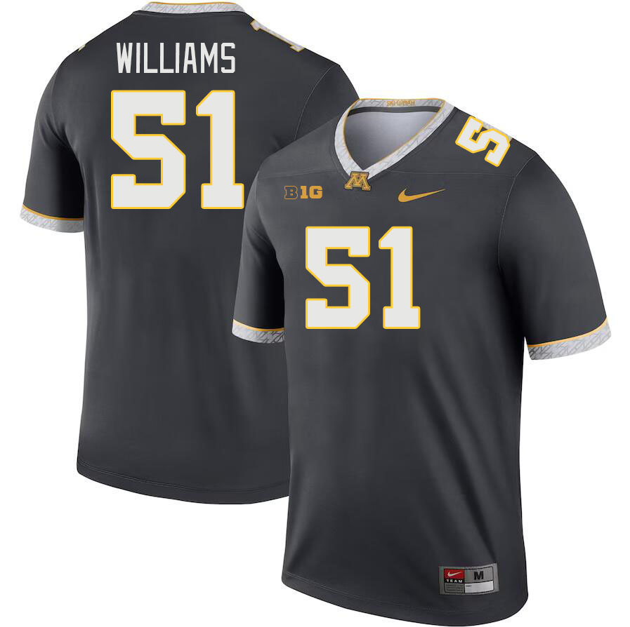 Men #51 Jerome Williams Minnesota Golden Gophers College Football Jerseys Stitched Sale-Charcoal - Click Image to Close